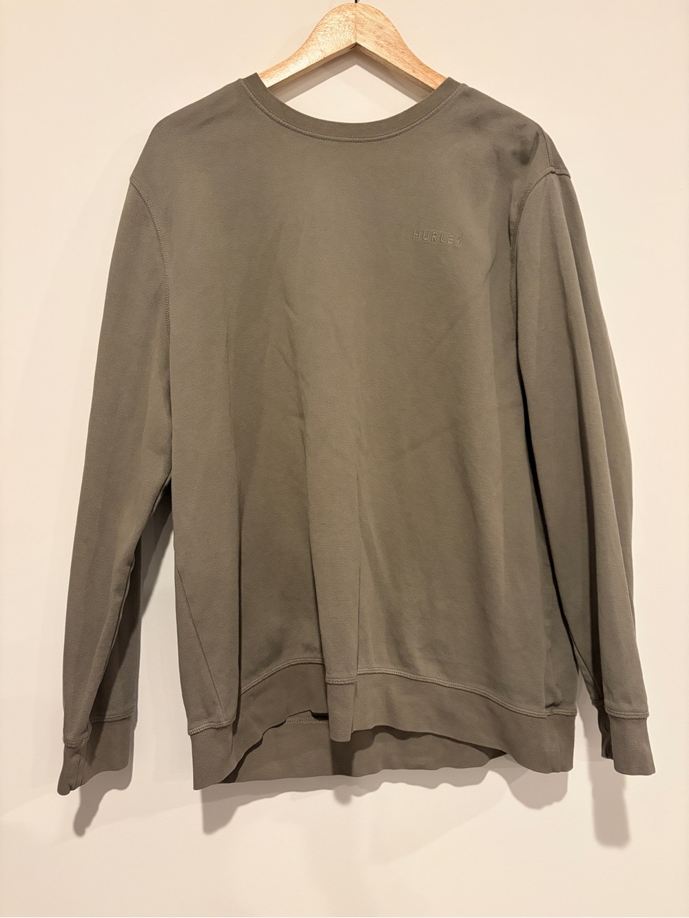 Hurley Size XL Olive Green Tonal Logo Fleece Crewneck Pullover Sweatshirt Top